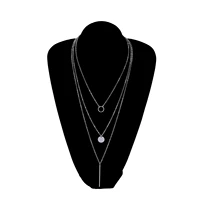 square round flash diamond multi layer necklace pendant necklace tassel clavicle chain womens simple temperament neck chain