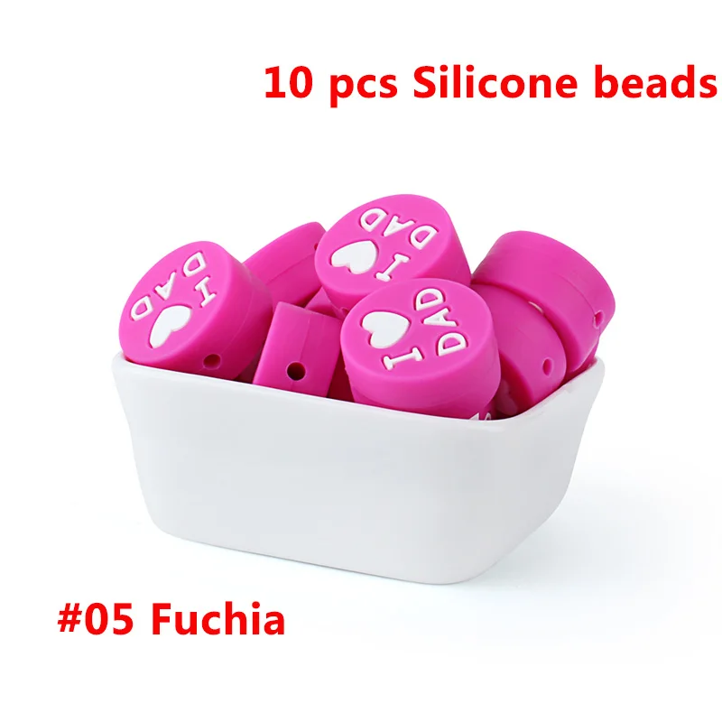 05-10pcs Keep& Grow 10 шт. круглые силиконовые бусы I love Mom Dad грызунок ожерелье бусы DIY Perle Slicone Dentition Kralen игрушки - Цвет: 05-10pcs