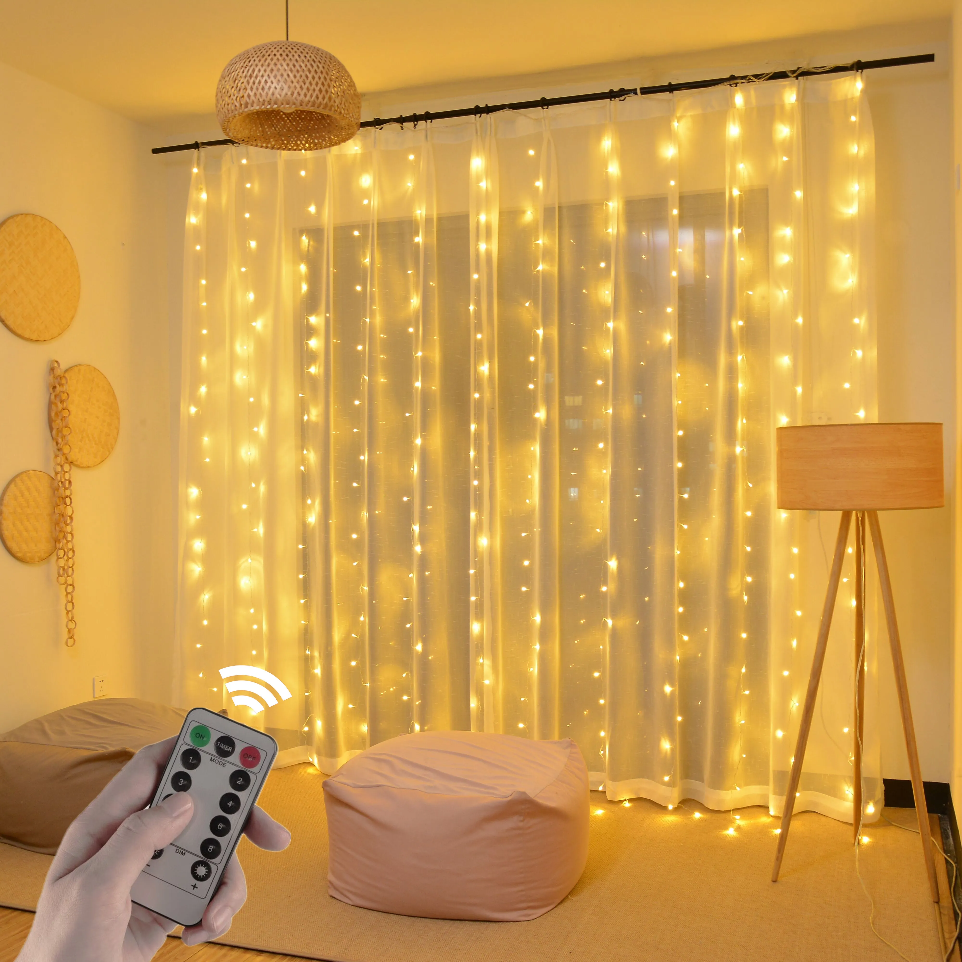 

3M LED Curtain USB String Lights Remote Control Fairy Festoon Garland on Window New Year Christmas Decorations for Home Outdoor
