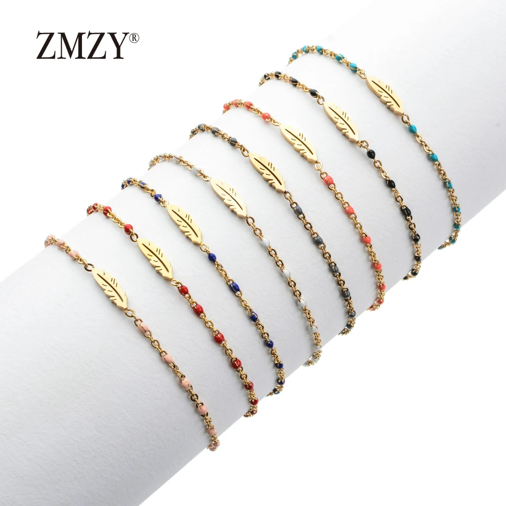 ZMZY минимализм Bijoux Тонкий готический винтажный браслет с перьями для женщин очаровательный из нержавеющей стали цепочка ювелирные изделия подарок для девочек mujer pulseras
