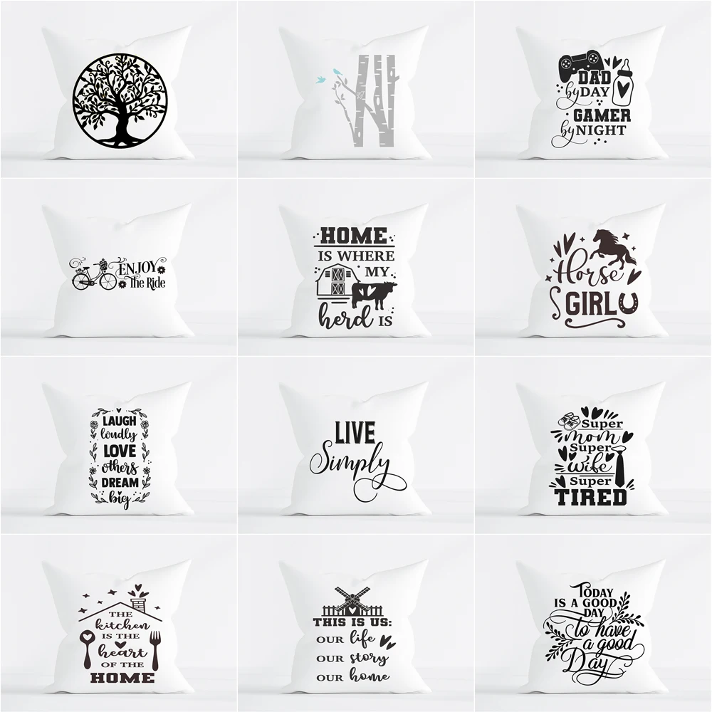 

Microfiber Throw Pillow Case Decorative Pillow Cover Pillowcase Home Décor for Sofa Couch (Family)