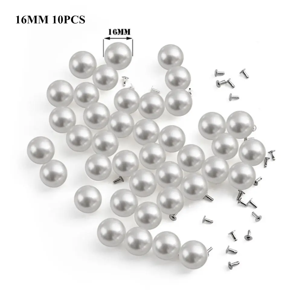16mm-10pcs 10/20 штук имитация жемчуга жемчужные заклепки для ткани на основе карбида кремния, штаны и шапка, сумок, обуви, творчество, рукоделие, Декор DIY домашний аксессуары для одежды - Цвет: 16mm-10pcs