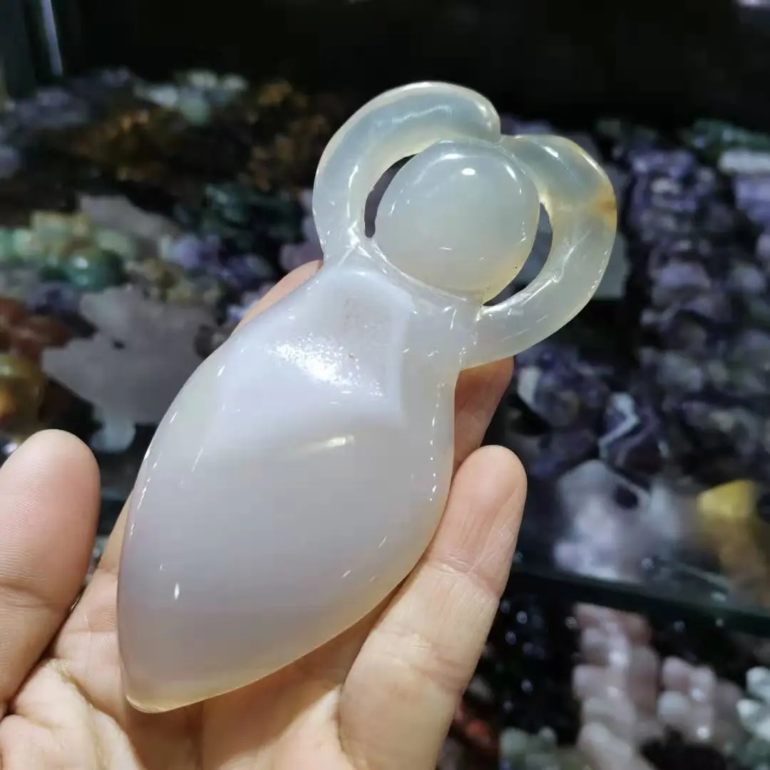 

Фигурка богини из натурального агата, Хрустальный халцедон ручной работы, восстанавливающий камень рейки