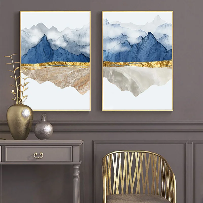 Современный настенный абстрактный постер с изображением горного отражения