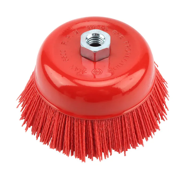 

Абразивная щетка с красной чашей, 120 мм, полимерная абразивная щетка P80, угловой шлифовальный станок 4,5 дюйма, M14/M16