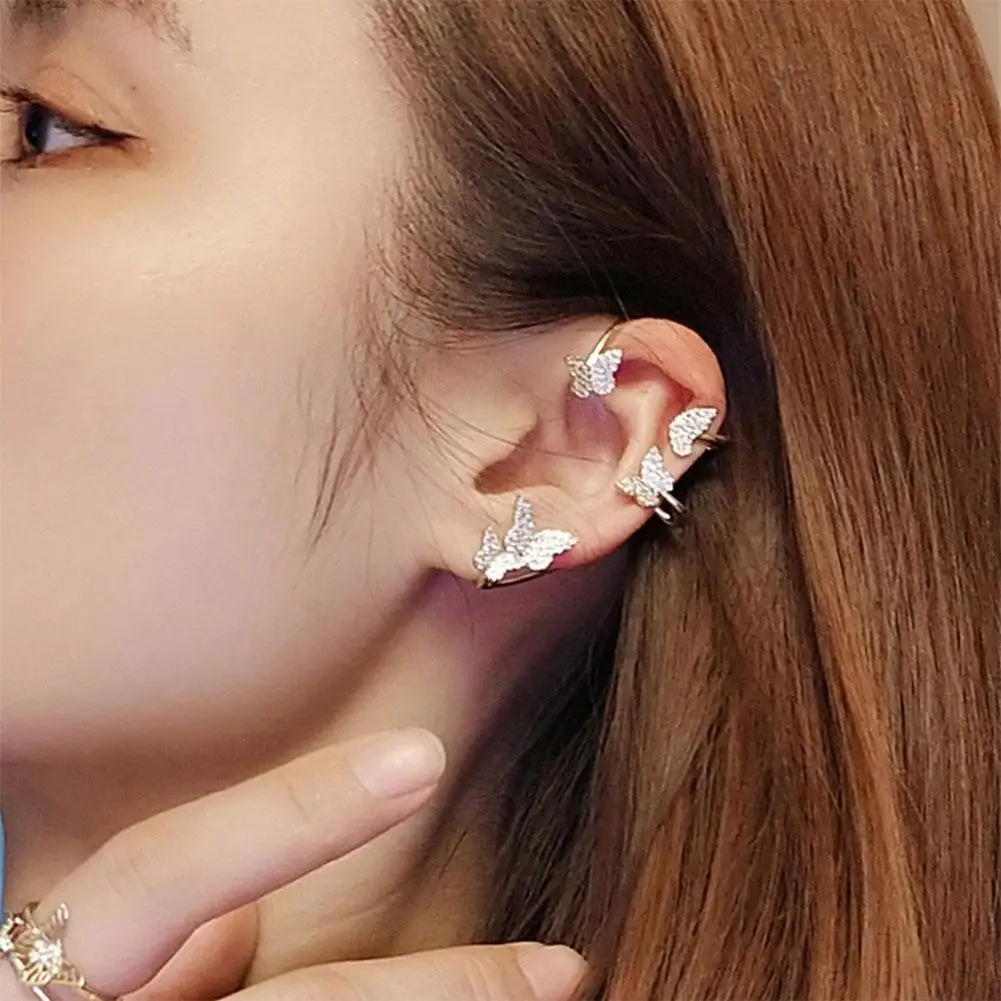 

Fashion Women's Earrings Ear Cuff Fine Sweet Butterfly Snowflake Ear Bones Clip For Women Bijoux Jewelry Ear Clip Wedding Gift