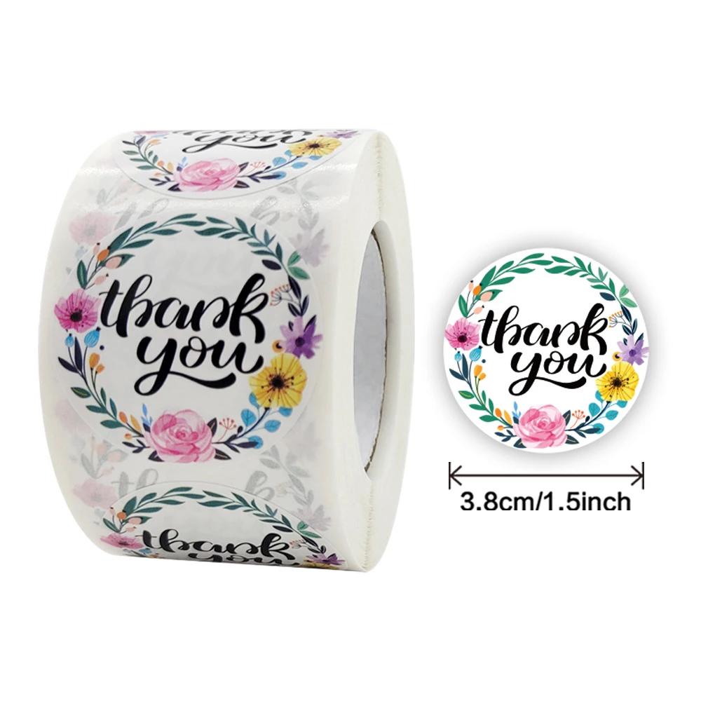 

500Pcs/Roll 3.8CM Thank You Label Sticker Handmade Gift Packing Bag Sealing Label Sticker For Christmas Party Decoration