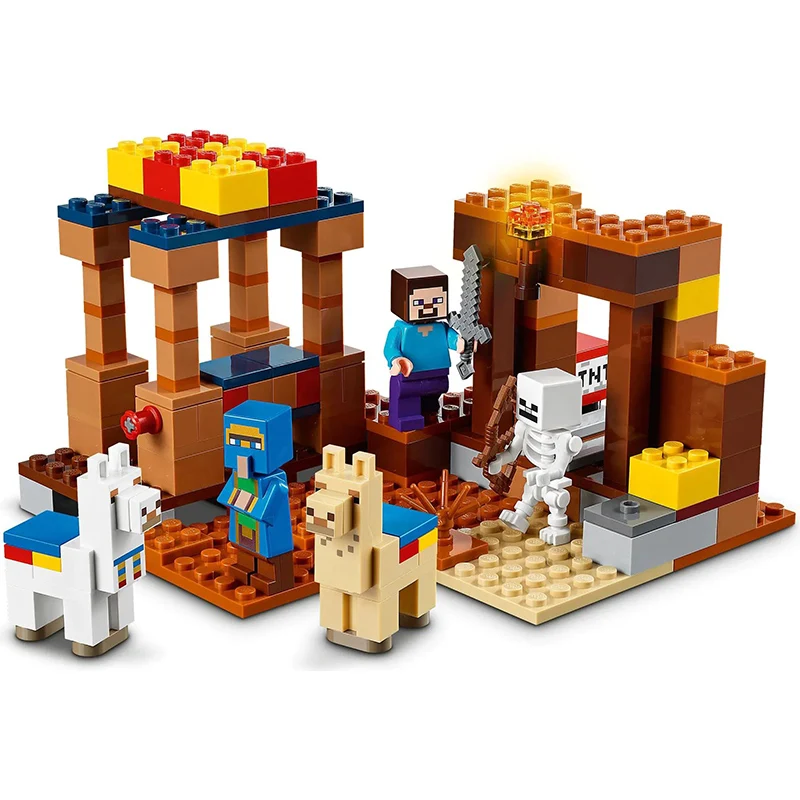 

Stock My World Creative The Trading Post Model Bricks Set Compatible 21167 with Figures Building Blocks Toys for Kids Gifts