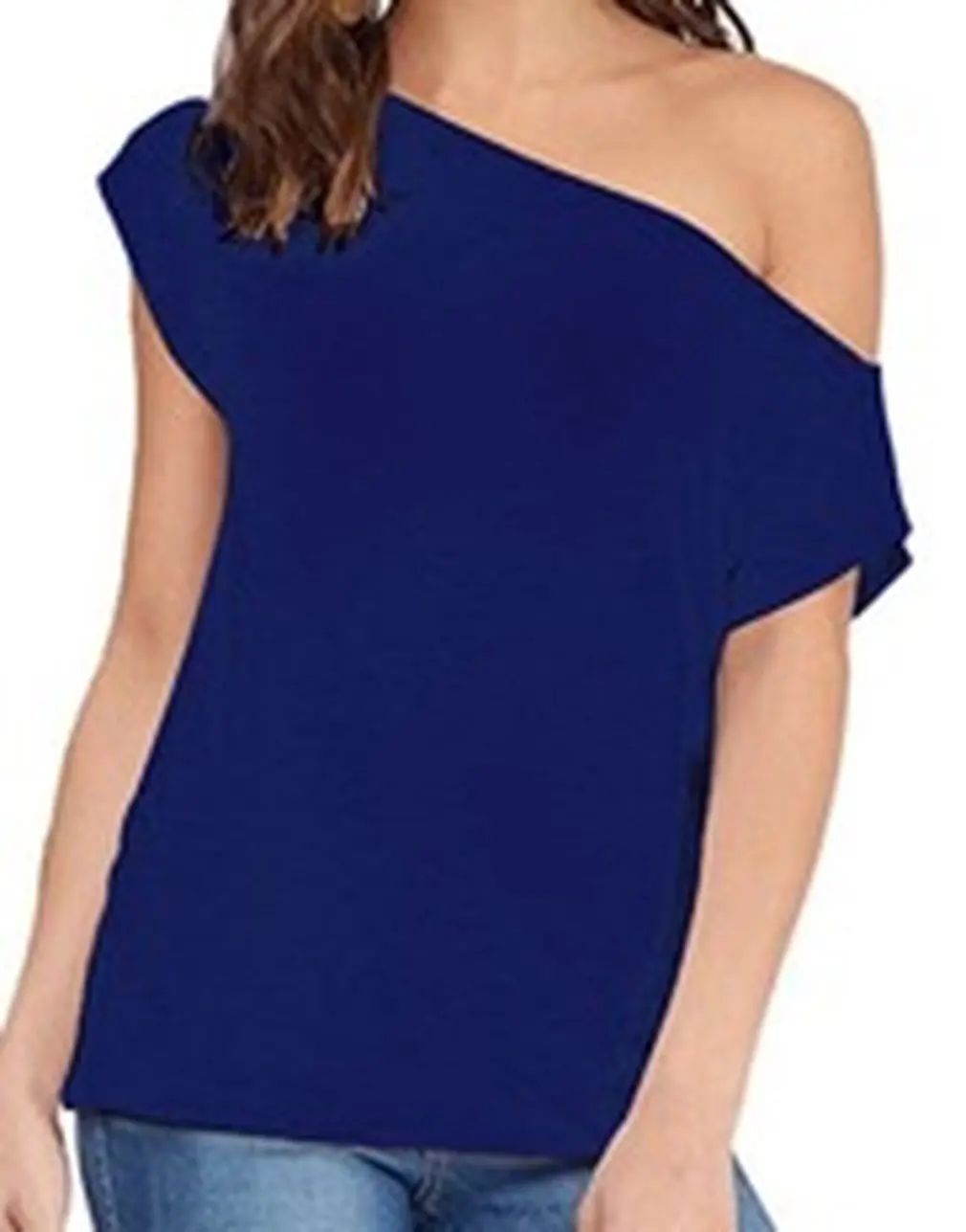 

Summer Women Short Sleeved Tops Casual Sexy Ladies Blouse Comfortable Strapless Solid Missing shoulder T-Shirt All Match Cloth