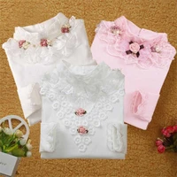 3 13t school girl blouse shirts for girls blouse kids clothing for teenagers soild korean backing shirt with flowers