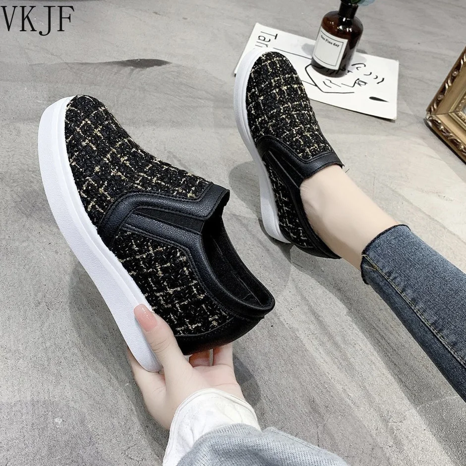 

White Shoes Women Platform sneakers Shoes Slip-on Sneakers Breathable Female Height Increasing Footwear Chaussures Femme 2021