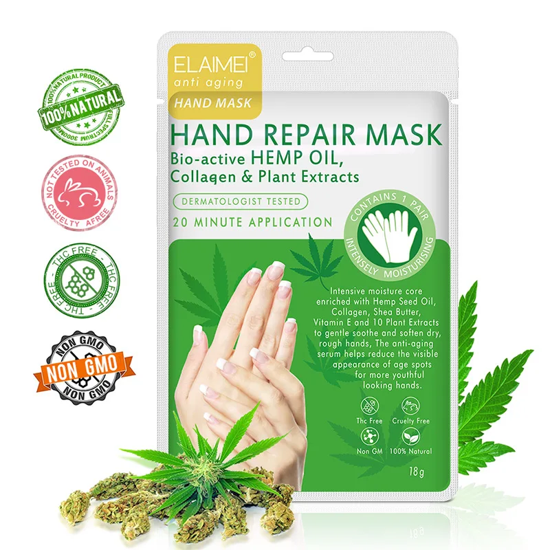 

1 Pair Hemp Oil Etract Moisturizing Exfoliating Hand Mask Glove Collagen Skin Care Anti Aging Hand Peeling Exfoliation Mask