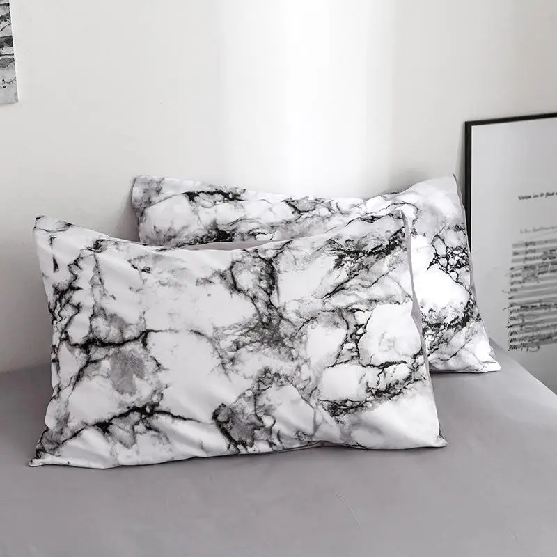 

40Bedding Cover Set Solid Plain Marbling Design Bed Linens Duvet Cover Set With Pillowcases 2/3PCS All Season Twin Queen King