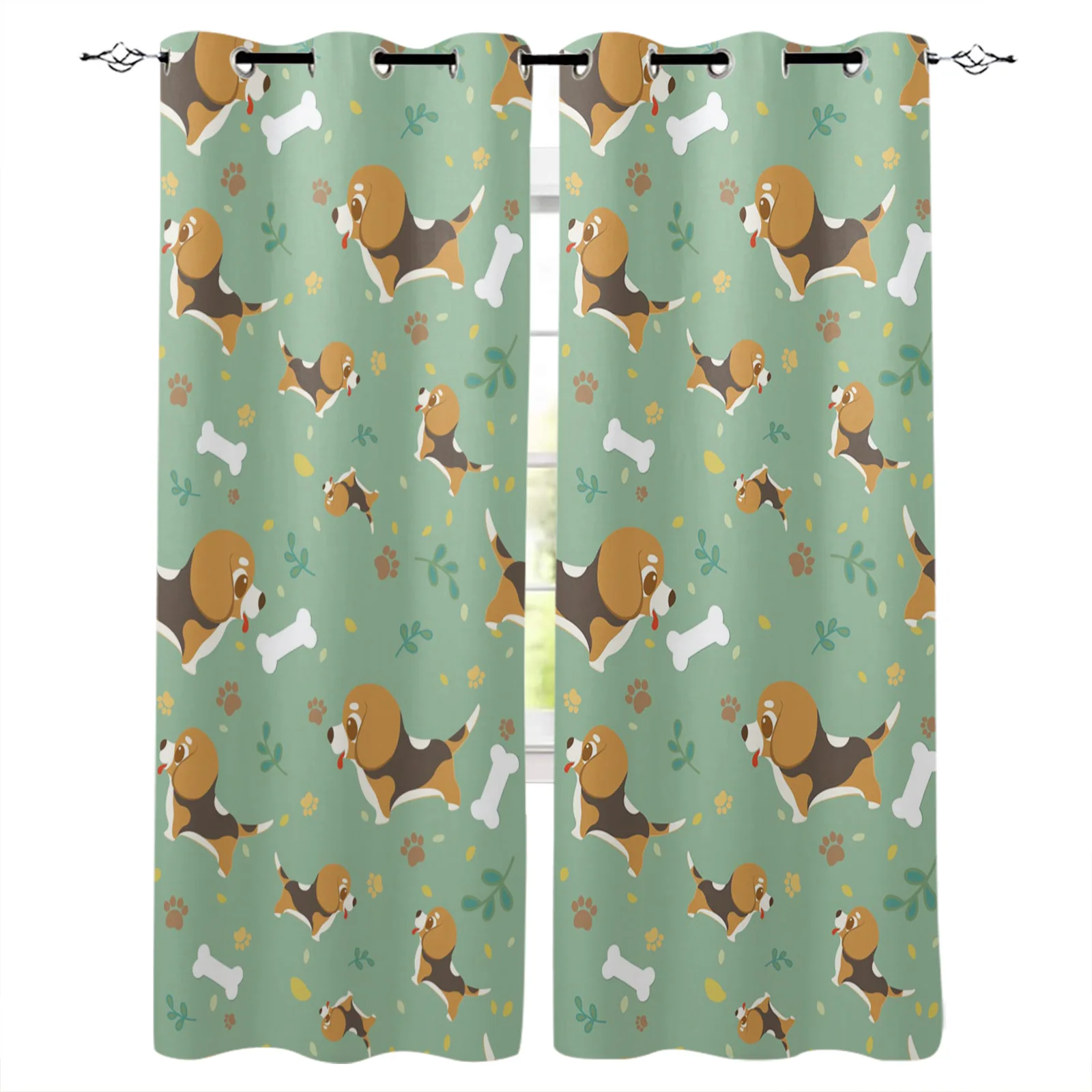 

Затемняющие шторы с мультяшными изображениями костей собак, занавески для спальни, кухни, домашний декор, для гостиной