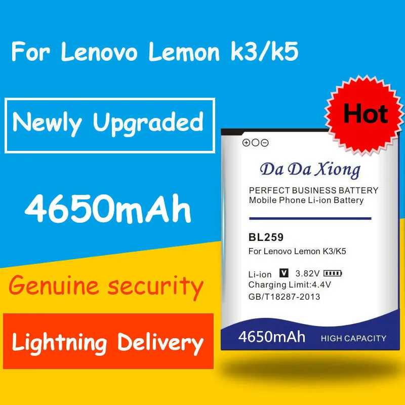 Бесплатная доставка аккумулятор BL259 на 4650 мАч для Lenovo K32C30 K32C36 lemon K3 K5 Vibe / Plus