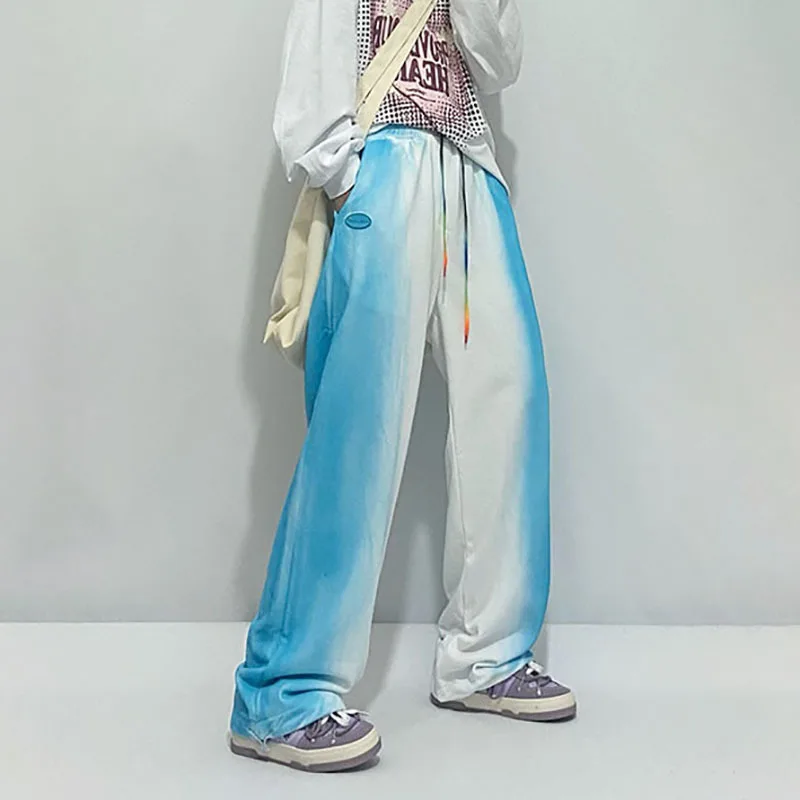 

SHENGPALAE Fashion Tie Dye Trousers Women's Autumn 2021 New High Waist Drawstring Straight Loose Streetwear Pants Female 5E2665