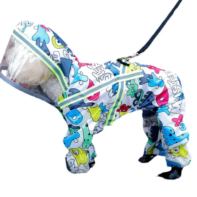 

Dog Raincoat Teddy Shiba Inu Four-Legged Waterproof All-Inclusive Bichon Schnauzer Small and Medium Dogs Puppy Clothes Poncho