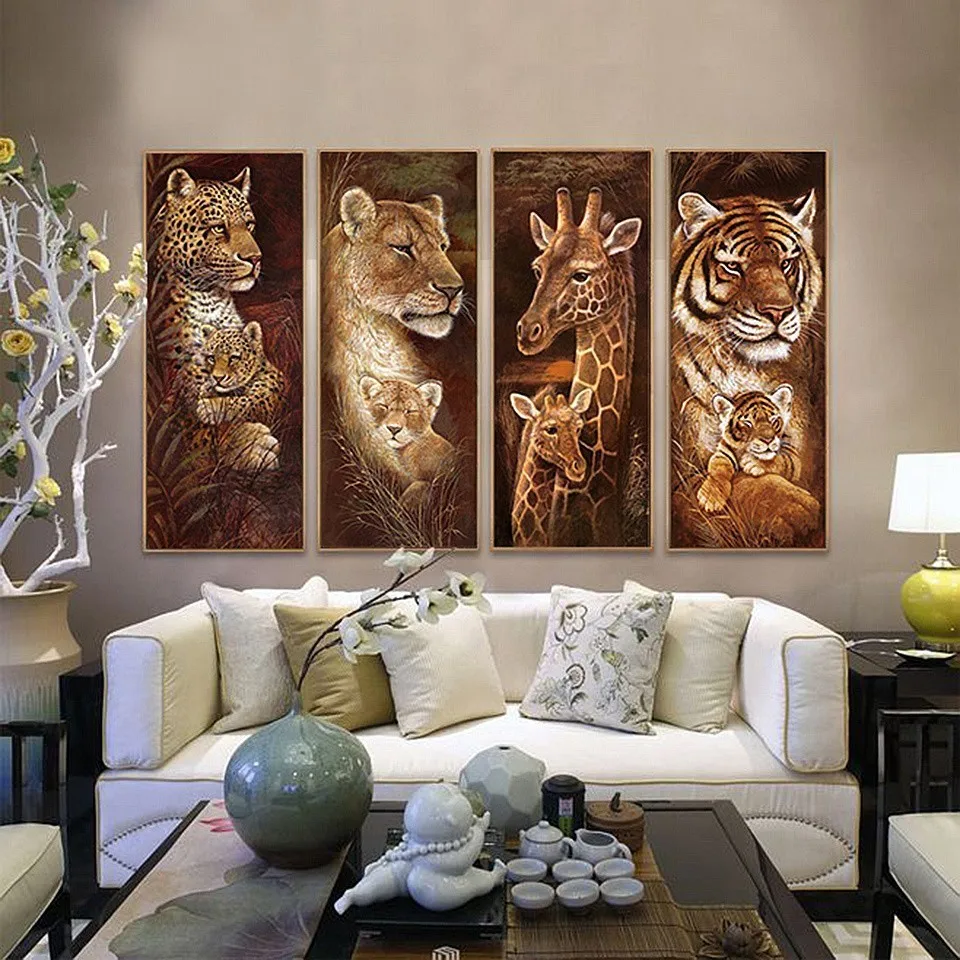 EverShine Diamond Embroidery Animals Picture Of Rhinestones Big Painting Full Square Tiger Cross Stitch Mosaic | Дом и сад