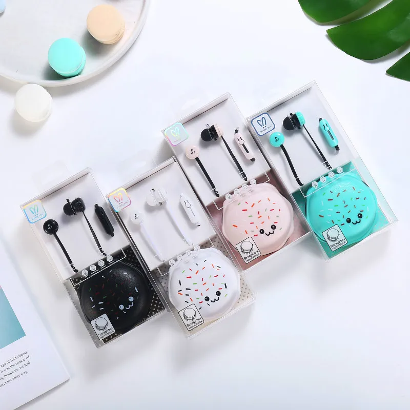 

In Ear 3.5mm Headsets Earbuds Headphones Fone De Ouvido Colorful lovely Girl Mobile Universal Wired Earphones with Storage Box