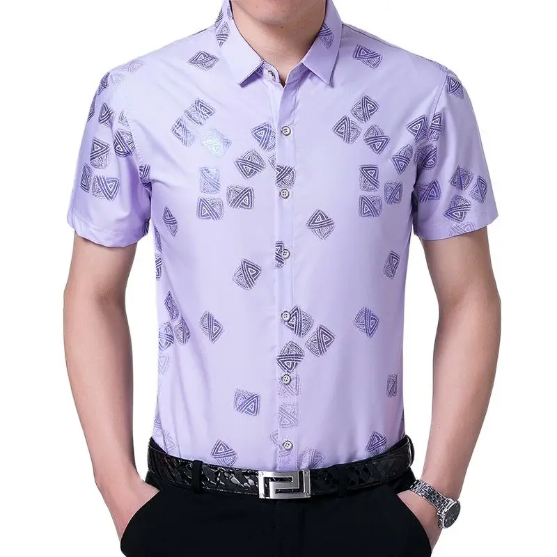 Рубашка мужская с коротким рукавом Повседневная Свободная блуза в клетку