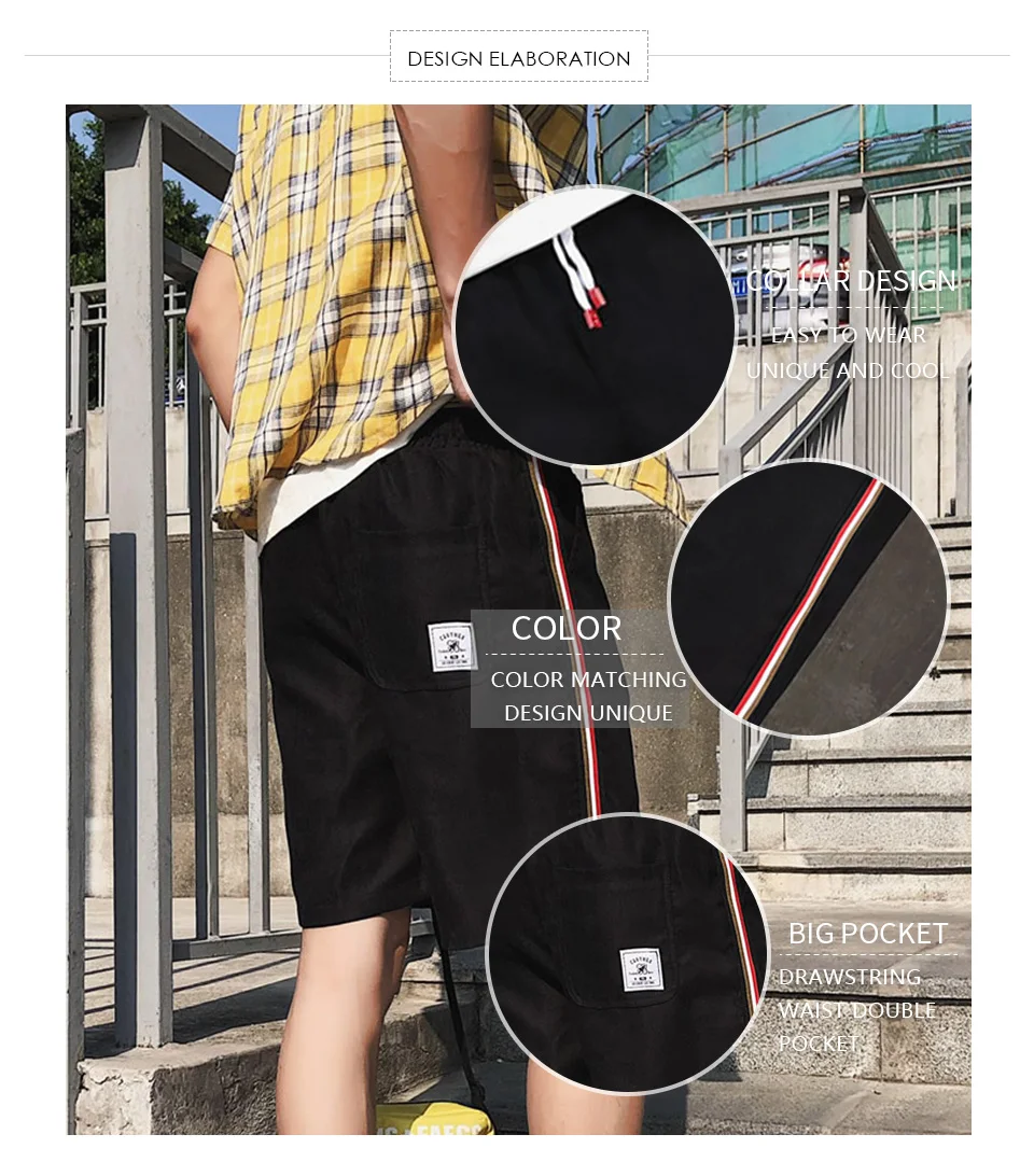2020 Summer Men's Shorts Striped Casual Loose Knit Straight Elastic Waist Short Pants Male New Beach Men Plus Size 5XL | Мужская