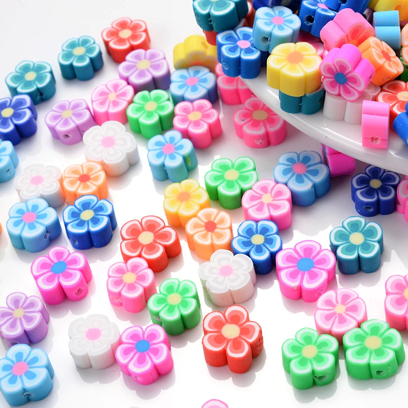 

30Pcs/Lot Mixed Flower Shape Clay Beads 10mm Polymer Clay Spacer Beads For Handmade Jewelry Making DIY Bracelet Accessories
