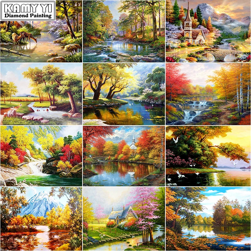 

5D DIY Diamond Embroidery Natural Landscape Diamond Painting Cross Stitch Mosaic Square/Round Diamond Decoration