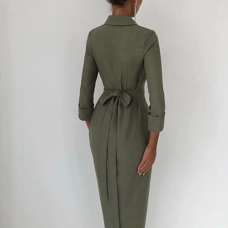 Женское модное однотонное элегантное платье-карандаш весна-осень 2021 женское