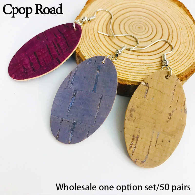 Cpop овальные винтажные деревянные серьги из искусственной кожи для женщин