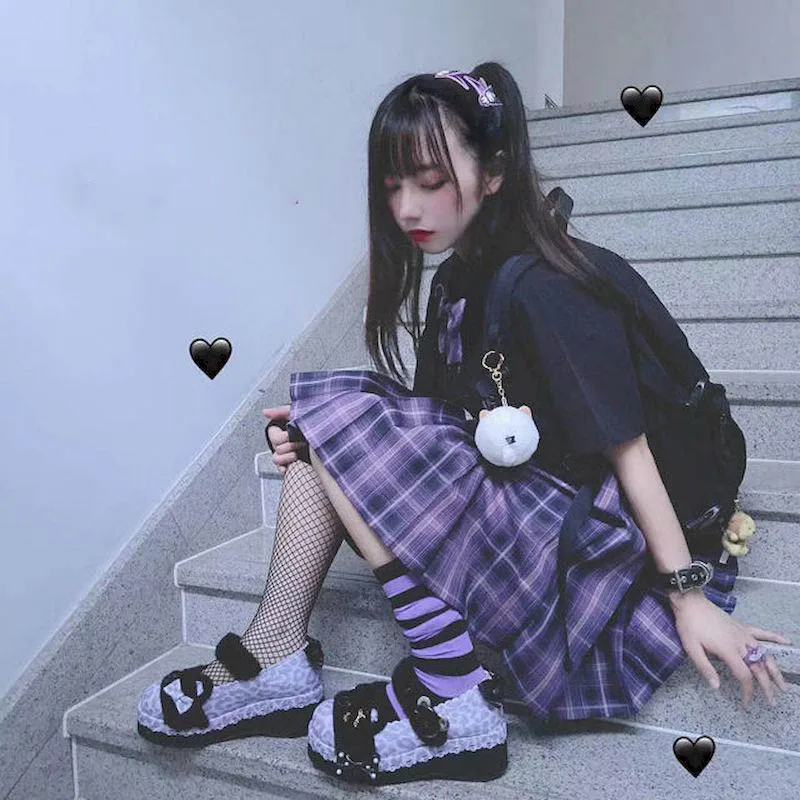 

a-line high waist purple jk skirt plaid pleated sweet mini Korean style skirts for women faldas vintage summer 2020 new fashion