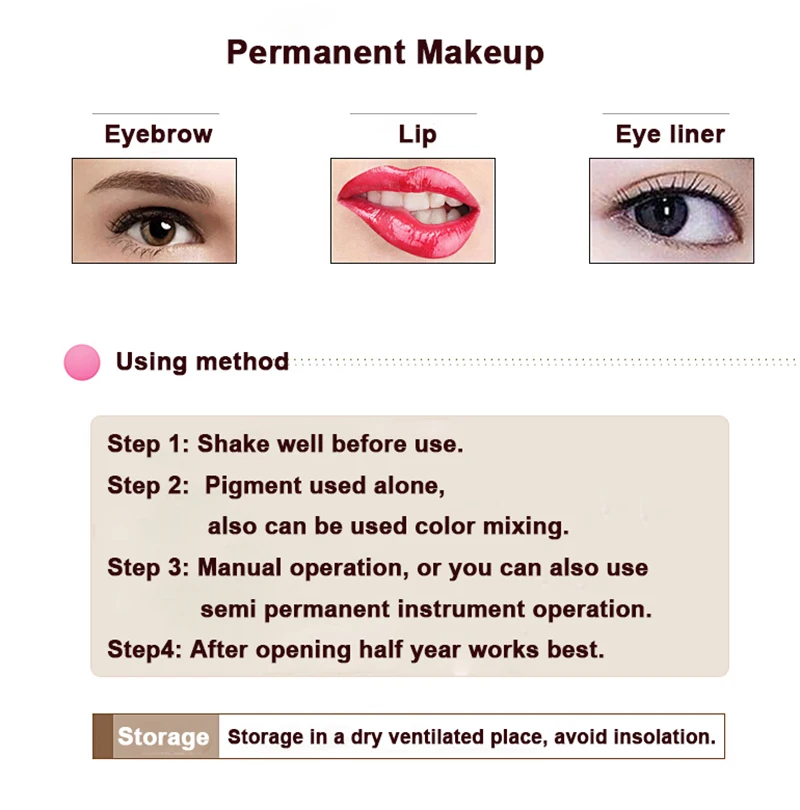 

3D Eyebrow Tattoo Pigment Eyebrow Tattoo Ink Micropigmentation Brows Ink Emulsions Eyebrow Tattoo Pigment Permanent(white) tool