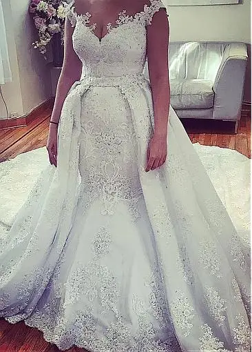 Robe De Mariee Горячая Русалка Свадебные платья Принцесса Noiva невесты Съемный Поезд