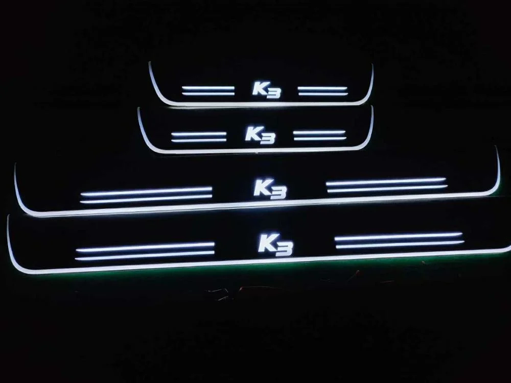 

Osmrk led moving door scuff for Kia k3 cerato dynamic door sill plate flat lining overlay welcome flow/fixed light, 4pcs