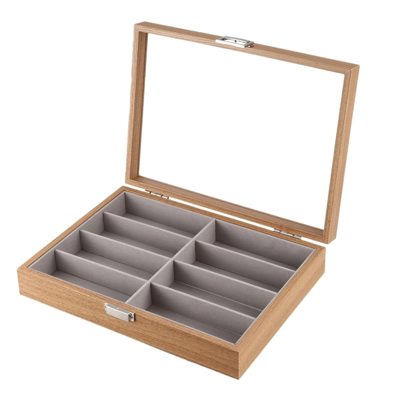 

Eyeglass Sunglass Storage Box Imitation Leather Glasses Display Case Storage Organizer Collector 8 Slot Black