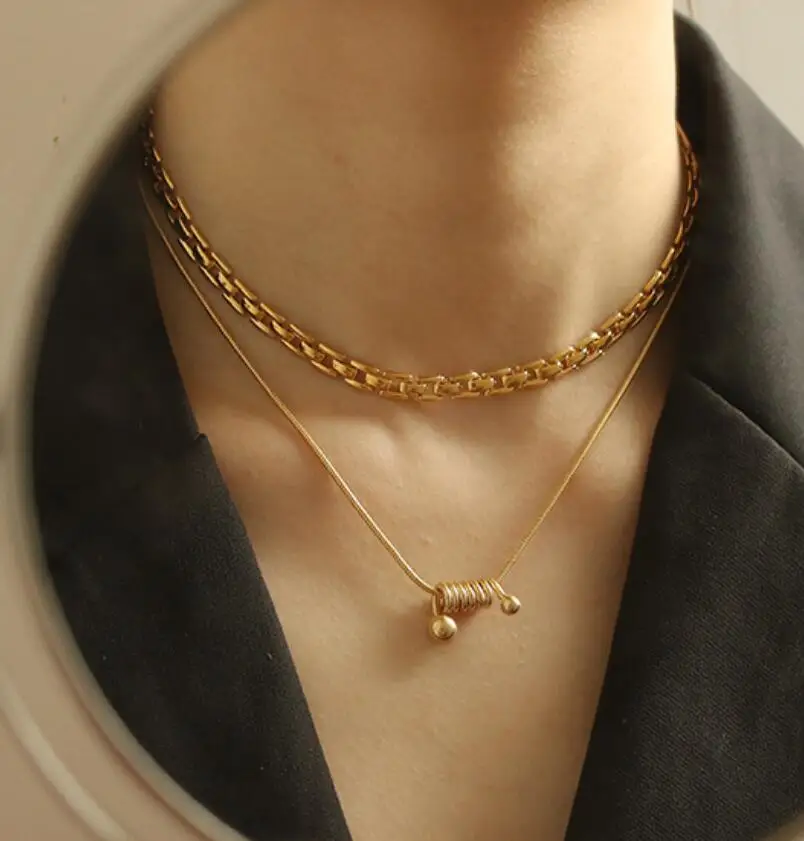 

Women's Vacuum Plating Real Gold Metal Chain Necklace
