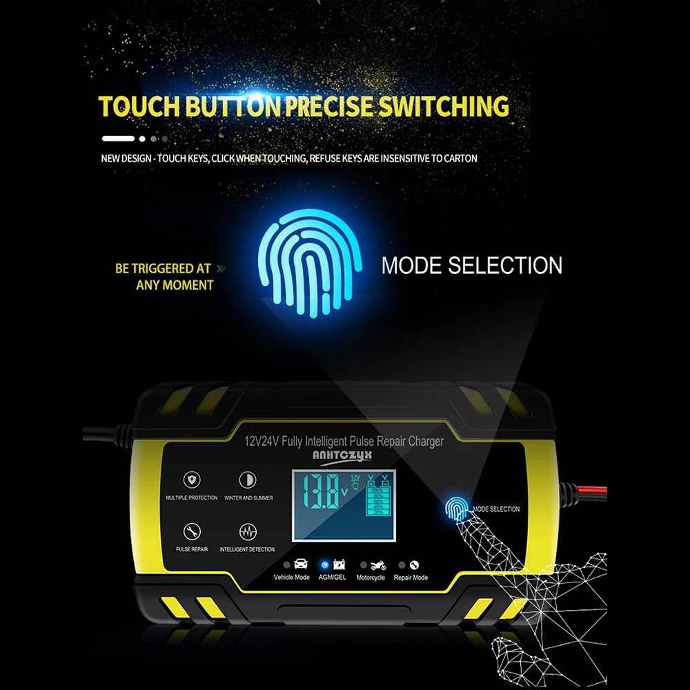 Автомобиль с клапанным регулированием Зарядное устройство 12/24V 3 ступенчатый ЖК