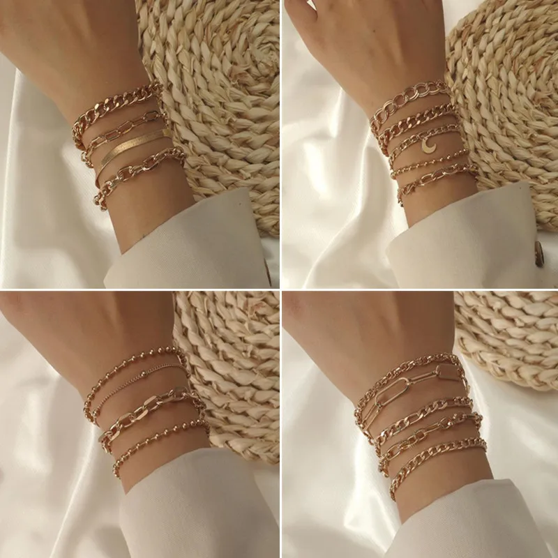 Boho Style Adjust Link Chain Bracelet Vintage Moon Heart Charm Bracelets For Women Jewelry Drop Shipping | Украшения и аксессуары