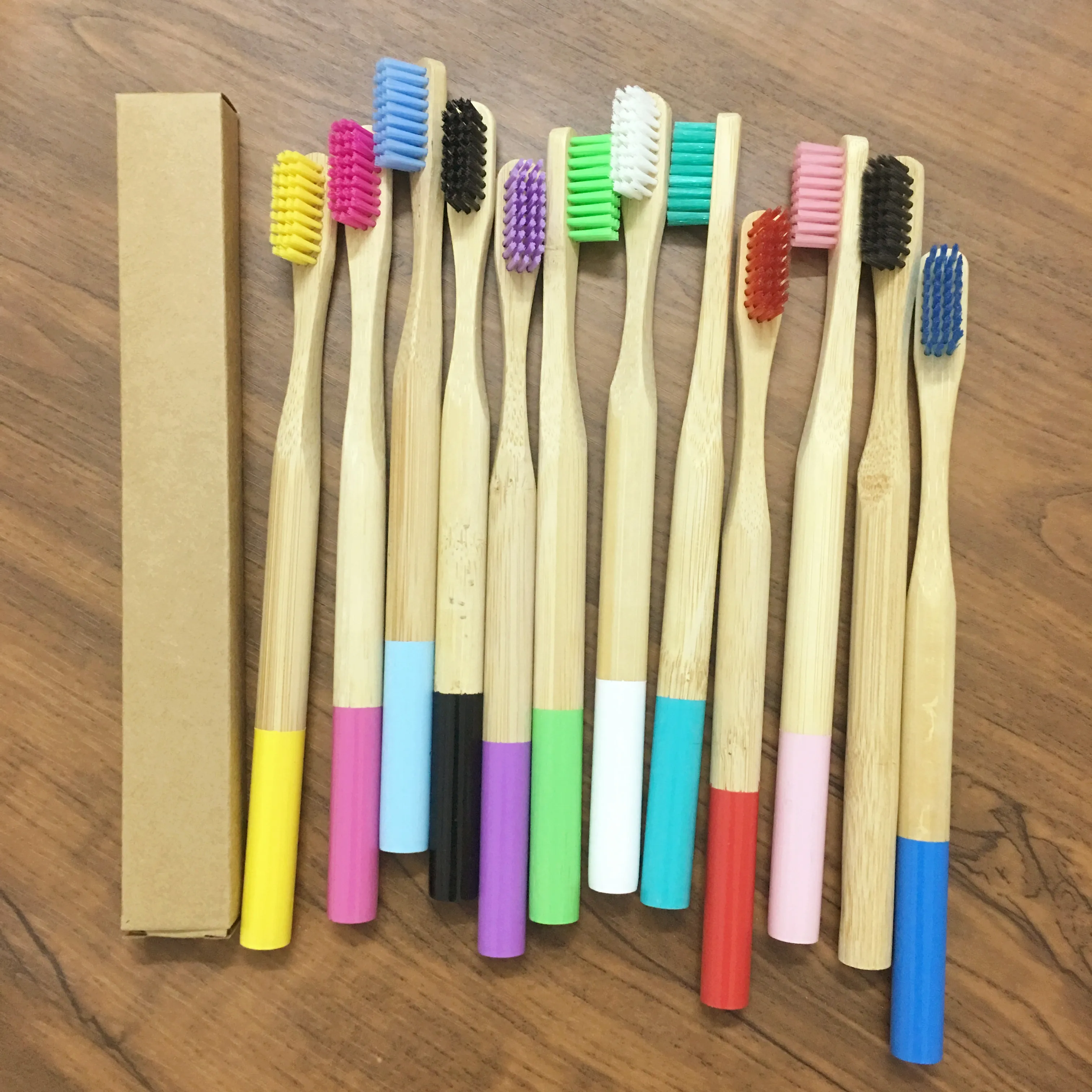 4 упаковки/набор Бамбуковая зубная щетка для взрослых средняя щетина Экологичная