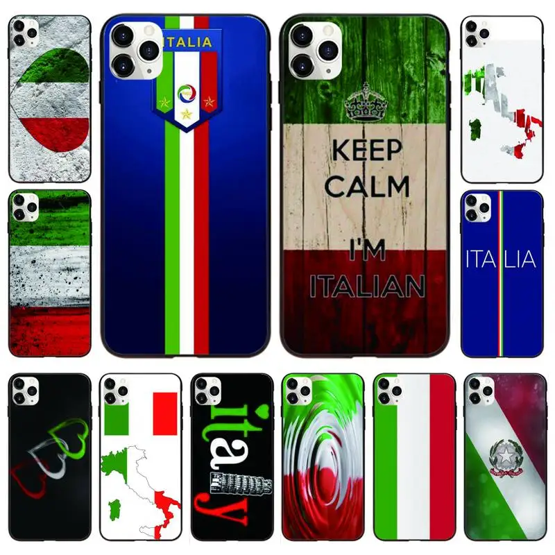 Государственный флаг Италии чехол для телефона черный IPhone XS 11 12 11/12Pro Макс 5 5s SE 6 6s 7