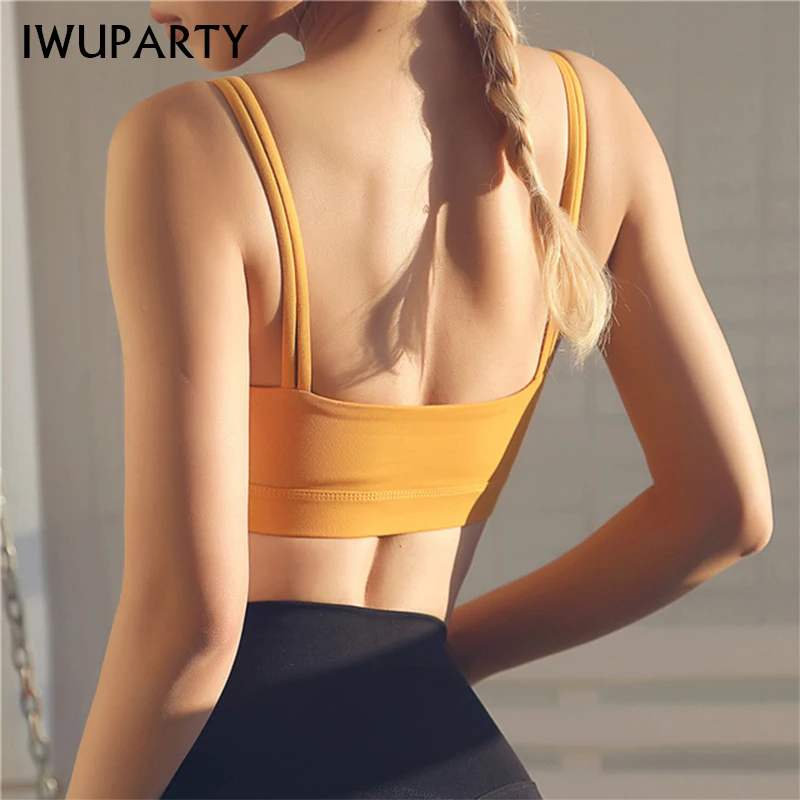 Двойной тонкий плечевой ремень Йога спортивный бюстгальтер Быстросохнущий