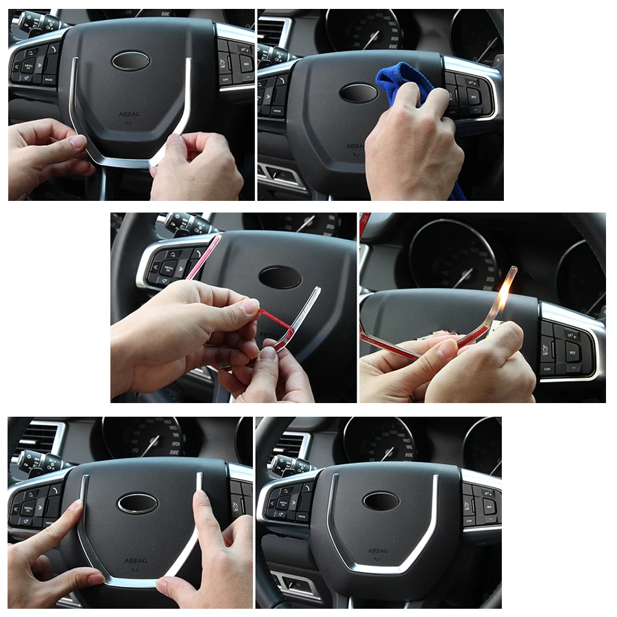 Wooeight Car Interior ABS Chrome Steering Wheel Decoration Strips Trim Frame For Land Rover Discovery Sport 2015 2016 2017-2019 |