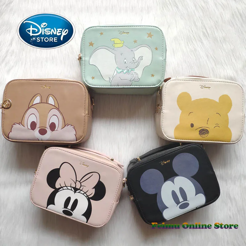 

Маленькая квадратная сумка Disney с Микки Маусом, модная женская сумочка из искусственной кожи, мультяшный Дамбо, Винни-Пух, мессенджер на ремне для девушек