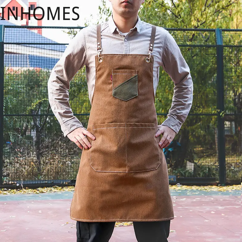 

Custom Logo Apron Denim Cowboy Restaurant Chef Flower Work Barista Coffee Barber Shop Carpenter Beauty Nails Studios Uniform