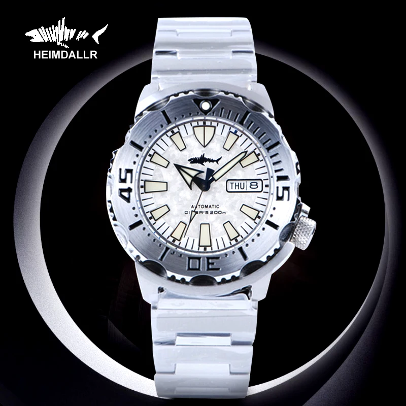 

Мужские часы Heimdallr V2 Monster Diver, белые, с циферблатом в виде снежинок, из нержавеющей стали, автоматические, с автоподзаводом, с сапфиром, светящ...