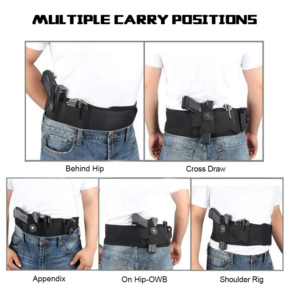 Кобура для живота с глубоким консилером Edition Black | Подходит Glock 19 43 26 Pro MP Shield Bodyguard