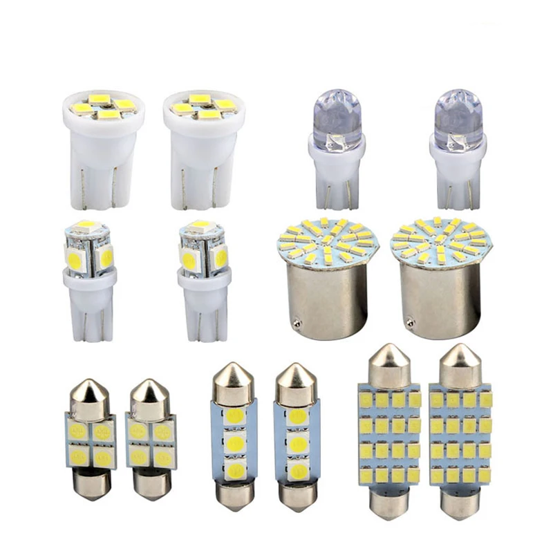 

14PCS 12V White New Reading Width Durable Lamp DoubleTip T10 5050 1210 31mm 4SMD Car Light Bulb Automobiles Interior Accessories