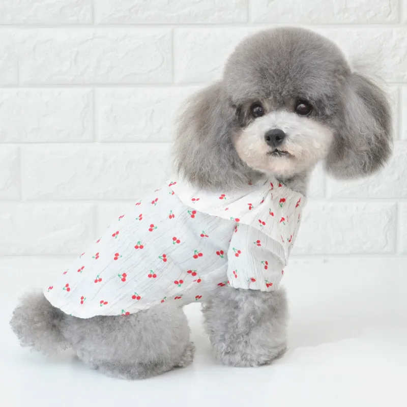 

Dog Shirts in Dog Clothing Fashion Summer Cherry Dog T-Shirt for Pet Dog Clothes Cozy Apparel