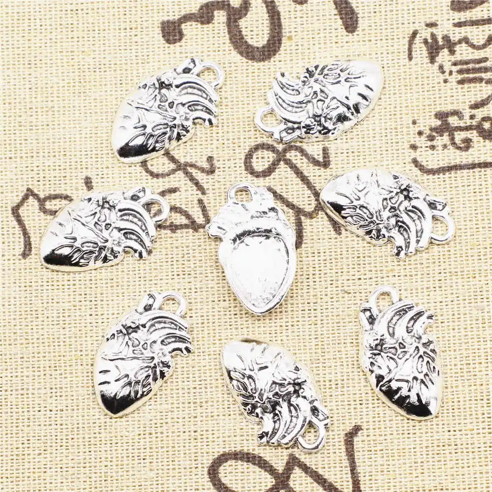 

Heart Pendant 15x25mm Heart Charms Antique Silver Color 5pcs