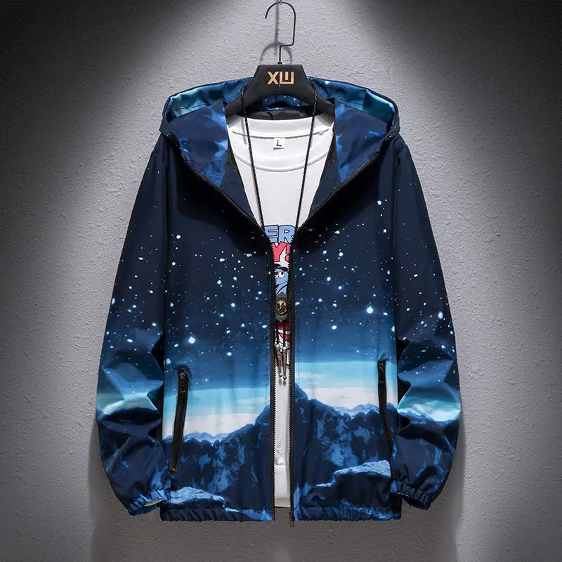 Женская ветровка на молнии легкая Повседневная куртка с капюшоном и принтом