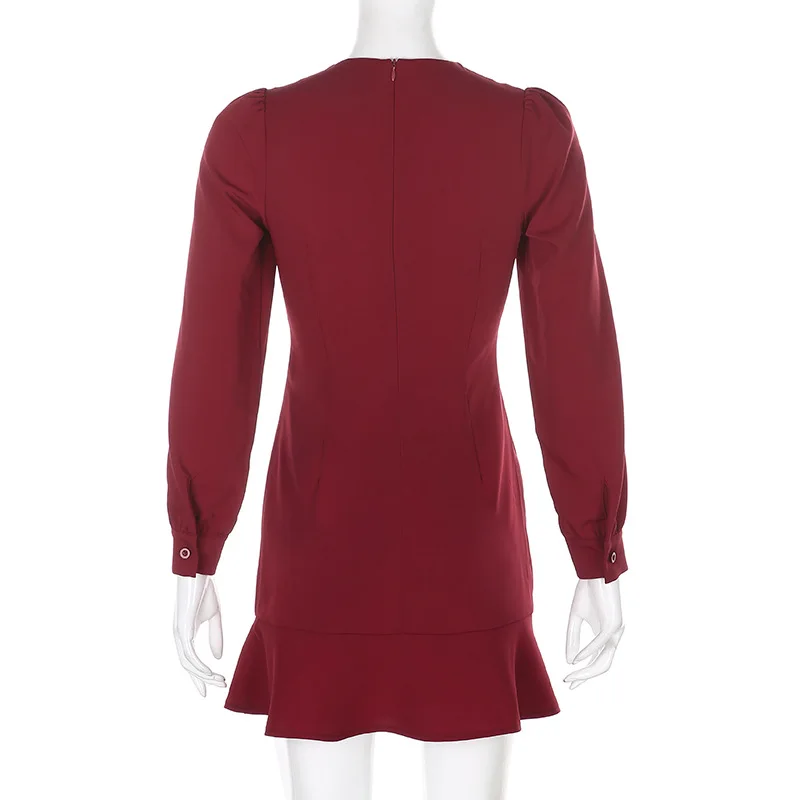 

Black Knitted Ribbed Midi Dresses For Women V Neck Elegant Korean Clothes Long Sleeve Ruffles Bodycon Dresses Summer 2021 Robe